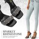 Women's Stiletto Heels, Crystal High Heels Rhinestone Silver Sandals Open Square Toe Ankle Strap Heels Strappy Dress Shoes for Party Wedding Bridal