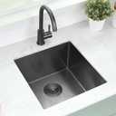 1818 Inch Bar Sink Undermount Black PEPO 16 Gauge Stainless Steel Bar Prep Sink Single Bowl with Drain Accessories for Small Kitchen Sink Wet Bar RV, 18"x18"x9" without Glass Rinser