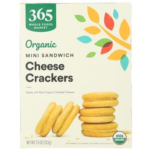 4 x 365 by Whole Foods Market, Organic Mini Cheese Sandwich Crackers, 7.5 Ounce