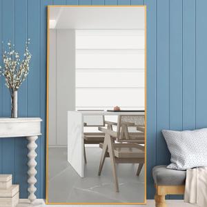 NeuType 71"x34" Mirror Full Length Bathroom Mirror Gold Mirror Large Mirror Big Mirror Full Body Large Wall Mirror Living Room Mirrors for Wall Gold Mirrors for Wall Rectangle Mirror Large (No Stand)