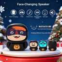 Bluetooth Kids Speaker for Music: Face-Changing Wireless Mini Speaker with RGB Light/TWS Function Teen Boys Birthday Gifts Bedroom Decor for Music Lover (Cool Boy)