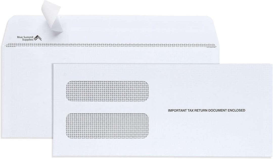 1099 Nec Envelopes 2025 Self Seal, Designed for 1099 3 UP NEC Tax Forms, 3 13/16’’ x 8 7/8’’ Double-Window, Security tinted, 25 Pack 1099 Envelpes