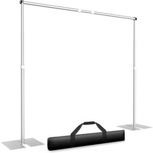 Pipe and Drape Backdrop Stand Kit 10x10ft, Heavy Duty Back Drop Adjustable Stand with Carry Bag, Metal Background Frame for Parties Wedding Birthday Decoration Photography Photo Booth Video - Silver