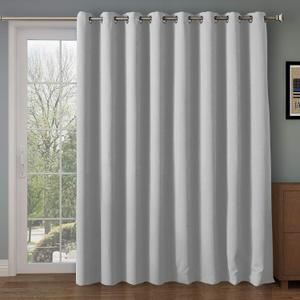 Rose Home Fashion Blackout Sliding Door Curtains, Room Darkening Thermal Insulated Curtains for Living Room Bedroom, Sliding Glass Door Drapes, 1 Panel, W100 x L96, Greyish White (100"W x 96"L (Pack of 1))