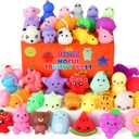 60 Pack Mochi Squishy Toys, Kawaii Mini Animal Squishies for Kids Treasure Box Classroom Prizes Birthday Party Favors Goodie Bag Stuffers Pinata Easter Egg Fillers Sensory Fidget Toys Xmas Gift