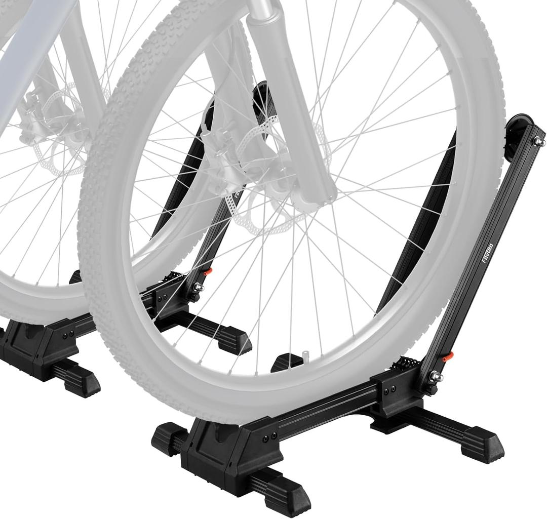 Rock BROS Foldable Bike Stand Floor Alloy Bicyle Stand Folding Indoor Parking Wheel Holder Fit 20-29 (Black)