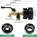 275-330 Gallon IBC Tote Water Tank Adapter, 2 in 1 Double Faucets 2.36" Coarse Thread+ 2.36"Fine Thread IBC Tote Valve Fittings Brass Hose Faucet Garden Hose Connector Replacement Parts