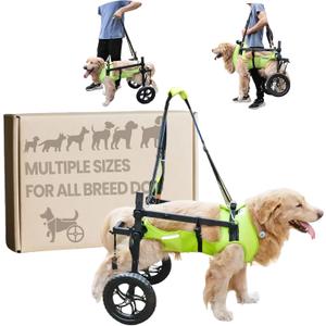 Adjustable Dog Wheelchair for Back Legs, for All Breed Dog - Includes High-Visibility Vest, Leash & Sling Lift, Lightweight Pet Wheelchair for Disabled Hind Legs (XXL, for Large Breed Dog)