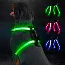 Light Up Dog Harness Rechargeable with Power Display, LED Dog Harness RGB 3 Light Modes & Reflective, Type-C Safety Vest for Small Medium Large Dogs for Night Walking, Camping, L