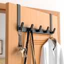 Over The Door Hooks Hanger, Heavy Duty Rack for Winter Coat, Fits 1 3/8" Doors, L7U - Bathroom Accessories and Towel Organizer Holder, Matte Black