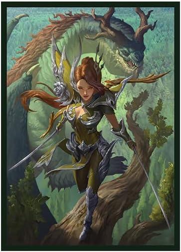 Fantasy North - Valora Lothuandyr - Dragon Knight (Teragotha) - 100 Smooth Matte TCG Card Sleeves - Fits Magic MTG Commander Pokemon and Other Card Games - Playing Card Sleeves