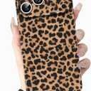 RUMDEY Cute Cheetah Print for iPhone 17 Pro Max 6.9" Phone Case, Luxury Leopard Pattern Design Cases Soft Silicone Slim TPU Shockproof Protective Bumper Cover for Women Girls- Brown