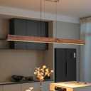 47" Wood Linear Pendant Light, Dimmable Kitchen Island Lighting with Remote, 30W LED Island Lights for Kitchen, Adjustable Linear Chandelier for Dinning Room Light Fixture, Bar, Pool Table - Walnut