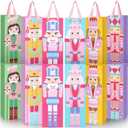 TaoBary 12 Pcs Christmas Wine Bags Christmas Wine Bottle Gift Bags with Handles Paper Gift Bag for Xmas Party Favors Holiday Festival Table Centerpieces Decors (Novel Nutcracker)