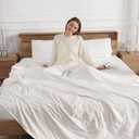 Queen Electric Blanket Dual Control Heated Blanket - Soft Warm Flannel Electric Blanket with 5 Heating Level & 10 Hour Auto Off, ETL Certified & Machine Washable for Grandma Gifts(Cream White) (84" x 90" Queen)