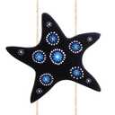 Geelin Coastal Blue Fish Door Hanger - Nautical Wooden Sea Decor with Fish Starfish and Shell Rustic Ocean Wall Art for Beach House Porch Bathroom Home Decor