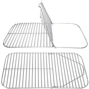 SafBbcue Stainless Steel Hinged Cooking Grid for PK Grill Smoker 300 Series Cooking Grate for PK Grills (1997-2020) BBQ Griddle with Lift Tab 304 Stainless Steel, Compatible with PK99011