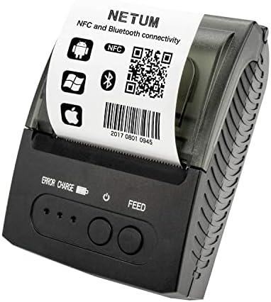 NETUM Bluetooth Receipt Printer, Portable 58mm Mini Thermal Pos Printer, Compatible with Android/Windows