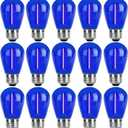 15 Pack S14 LED Bulbs Blue Christmas Replacement Bulb 1W String Light Bulbs Vintage Edison Plastic Decorative Bulb E26 Base Outdoor String Lights LED Filament Bulb for Patio Home Decor(Blue)