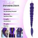 Getgal 24 inch Purple Braids Ponytail Hair Pre Braiding Hair with Tie Synthetic Purple Hair Extensions for Halloween Costume Cosplay24inch Braids Ponytail