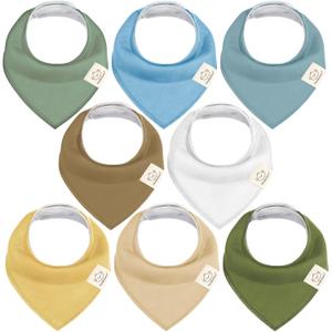 8-Pack Organic Baby Bandana Bibs for Boys, Girls - Super Absorbent Triangle Baby Bibs for Drooling and Teething Infant, 100% Cotton Extra Soft for Newborn, Infant 0-36 Months(Daybreak)