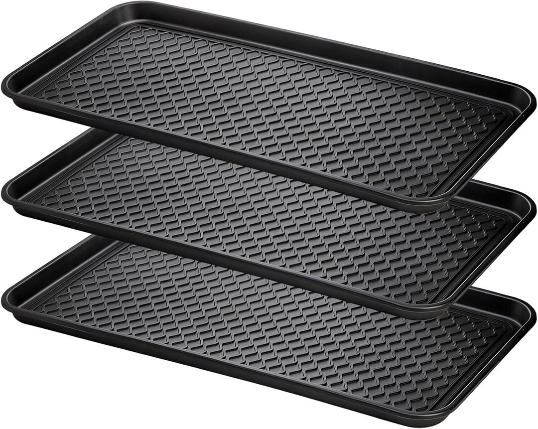 Fasmov 3 Pack Utility Boot Tray Mat Multi-Purpose Anti-Slip Tray Mat Boots, Dog Food Bowls, Gardening, Laundry, Kitchen, Garage, Entryway, 30 x 15 inches, Large