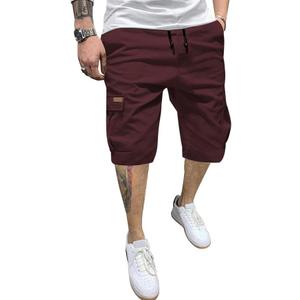 JMIERR Mens Casual Twill Cargo Shorts Cotton Drawstring Classic Cargo Stretch Short with 6 Pockets (Red, XXL)