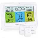 Weather Station Wireless Indoor Outdoor with 3 Sensors, Home Weather Stations Digital Thermometer Humidity with Alert, Barometer Pressure, Backlight, Forecast Station, for Home Office