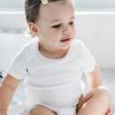 PurComfy Supersoft Short Sleeve Baby Bodysuits, Premium Bamboo Rayon Bodysuit Unisex Boy Girl (18-24 Months, Cream (6-pack))