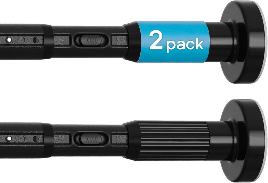 2pack Tension Curtain Rod 41-126 In(4-10Ft) Long Shower Curtain Rods No Drilling Outdoor Tension Rods For Patio Black Shower Rod For Window Or BathroomRod Diameter 1.26in-One-Bond Stretching