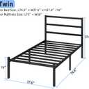 Twin Bed Frames with Headboard and Footboard, 14 Inch Metal Platform Twin Size Bed Frame with Steel Slat Support, No Box Spring Needed, Noise Free, Easy Assembly, Black
