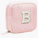 LETGO Birthday Gifts for Women Small Personalized Initial Monogram Makeup Bag,Preppy Corduroy Makeup Bags Travel Toiletry Bag Cute Pouch Purse for Her Mom Girlfriend Wife Sister Teacher Bridesmaid
