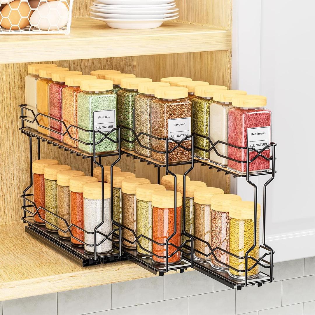 RCHYFEED Pull Out Spice Rack Organizer for Cabinet,2.1 Wx10.5 Dx8 H,3 Pack
