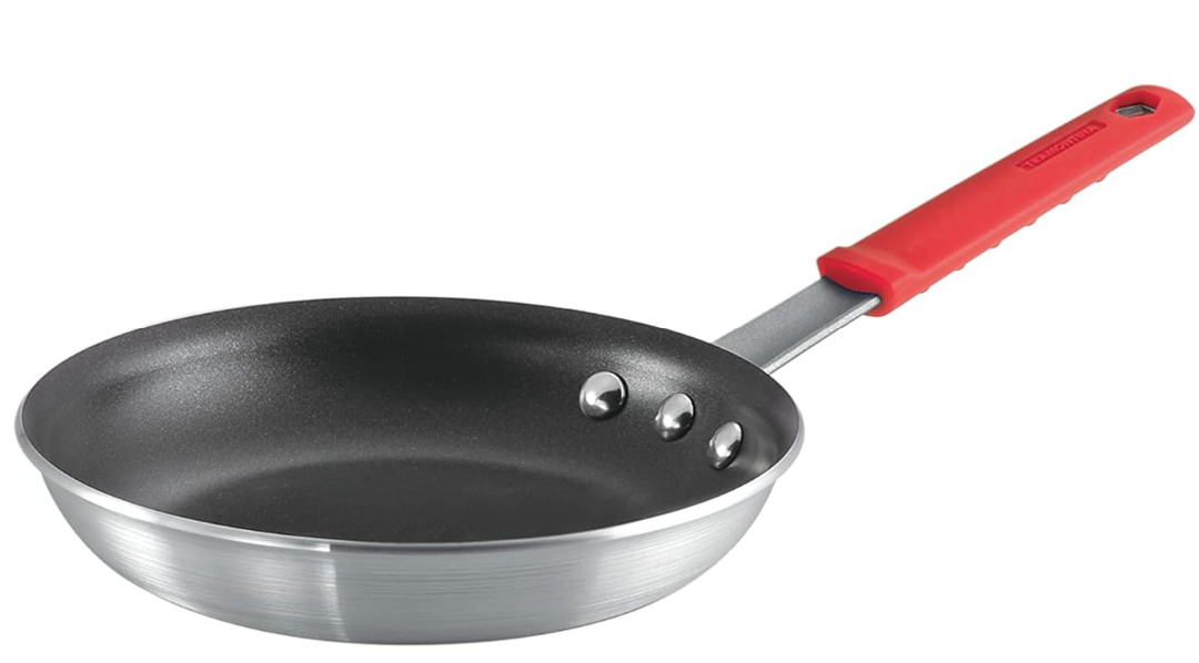 Tramontina Professional 8Inch Non Stick Small Frying Pan, HeavyGauge Aluminum Skillet with Reinforced Nonstick Coating, Red Handle, Dishwasher and Oven Safe