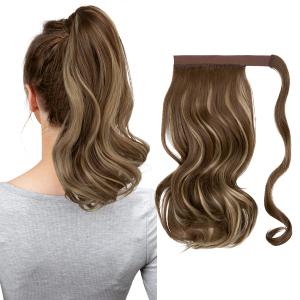 CJL HAIR 14" Short Ponytail Hair Extension Wrap Around Pony Tail Clip in Curly Wavy Synthetic Fake Hairpiece for Women Ash Medium Brown/Ash Blonde CJL HAIR 14" Short Ponytail Hair Extension Wrap Around Pony Tail Clip in Curly Wavy Synthetic Fake Hairpiece for Women Ash Medium Brown/Ash Blonde