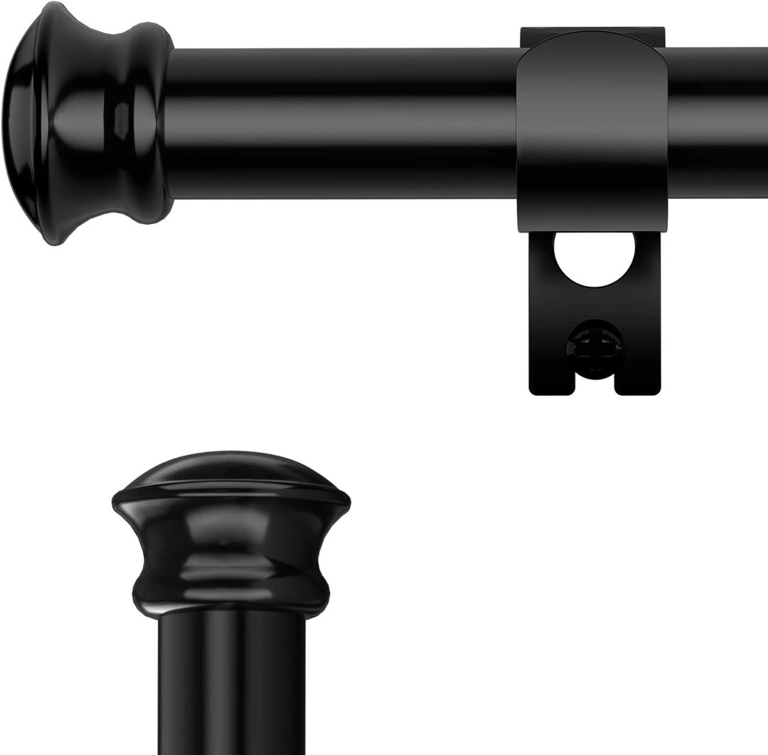 5/8 Inch Diameter Window Curtain Rods with Brackets,Black Splicing Stainless Steel Drapery Rods,Heavy Duty Curtain Rod Set 30 to 88 Inch Easy Install (30-88")