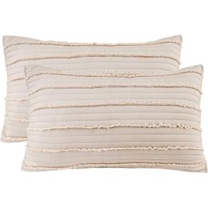 BOSOWOS King Size Pillow Shams Set of 2, Ultra Soft Breathable 20 x 36 Inches Pillow Case Envelope Closure, Microfiber Boho Farmhouse Pillowcases for Easy Care, Khaki
