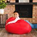 Big Joe Classic Bean Bag Chair for Kids Bedroom and Reading Nook, Easy-Clean Red, Durable Nylon Polyester Blend, 2 feet Refillable, Single