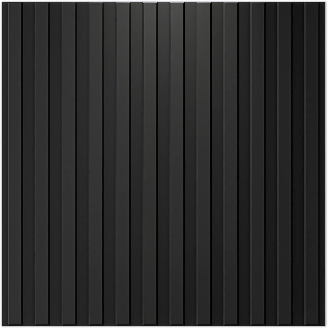 Art3d Slat Wall Panel, 3D Fluted Textured Panel 12-Tile 19.7 x 19.7in. - Black