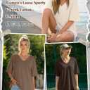 Locoowai 4 Pack Women's Oversized Short Sleeve T Shirts Cotton V Neck Tops Casual Basic Summer Loose Tees Workout Gym Shirts(Black, Dark Brown, Coffee, Cream,X-Large)