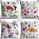 NIGHTWISH Outdoor Waterproof Pillow Covers 18x18 Set of 4 Spring Summer Floral Decorative Outdoor Throw Pillows Farmhouse Cushion Cases for Patio Furniture Bench Couch Sunbrella