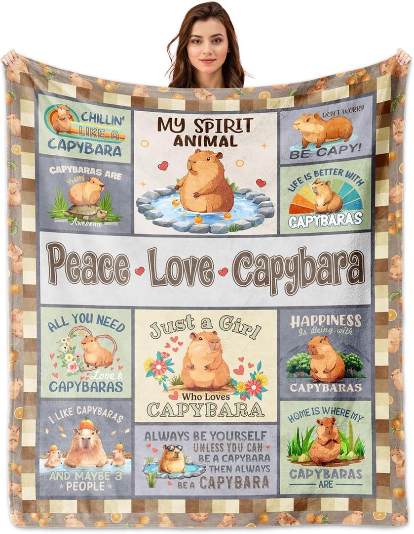 Capybara Gifts for Girls, Capybara Gifts Blanket 60" 50", Capybaras Gift for Lovers Women Birthday, Capybaras Gift for Woman Decoration Throw Blankets for Mothers Day Christmas