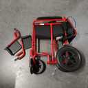 Drive Medical Lightweight Expedition Folding Transport Wheelchair - Ultra Lightweight Mobility Support for Seniors & Adults - Strong Aluminum Frame - Hand Brakes - Compact Folding Travel Chair - Red