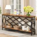 karlott 71" Extra Long Entryway Table, Narrow Console Table, Industrial Sofa Behind Couch Table with Open Storage Shelf, Hallway Table for Entryway, Living Room, Foyer, Entrance, Unique Design, Brown