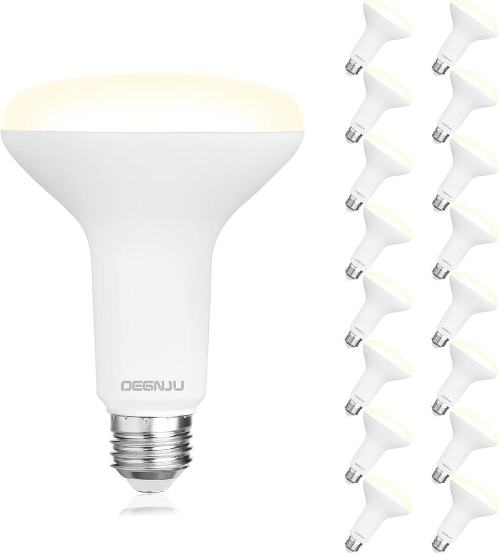 16 Pack BR30 LED Bulb, Dimmable Indoor Flood Lights 7W Equivalent 65W 3000K Warm White, CRI80, 650 LM, E26 Base, 15000 Lifetime Hours, Interior Energy Saving Recessed Light Bulb, Flicker-Free
