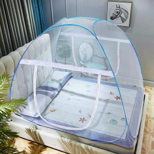 AMMER Pop-Up Mosquito Net Tent for Beds Portable Folding Design with Net Bottom for Baby Adults Trip (79 x71x59 inch) (Light Blue)