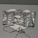 ChiaoLezhee Heart Corset Top For Women, Sexy Concert Outfits Going Out, Strapless Crop Top, Overbust Bustier, Silver Leather, X-Small