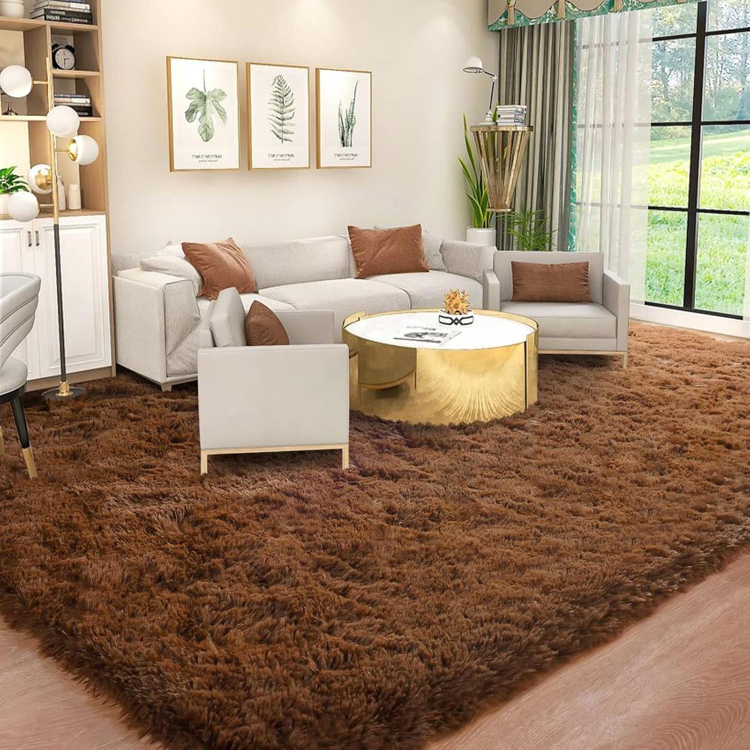 Kelarea Area Rug for Living Room, 6x9 Non-Slip Brown Rug Fluffy Soft Shag Rugs, Fuzzy Shaggy Plush Carpet for Bedroom, Nursery Rooms, Home Dorm
