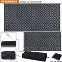 SAND MINE Waterproof Outdoor Rug 9x18 ft, Plastic Reversible Rug, Modern Area Rug, Large Floor Mat for Outdoors, RV, Patio, Backyard, Deck, Picnic, Beach, Camping, Black Grey Lattice