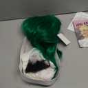 Short Bob Wigs with Bangs for Women Loose Wavy Wig Curly Wavy Shoulder Length Bob Synthetic Cosplay Wig for Girl Colorful Costume Wigs (Green)